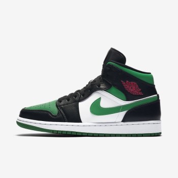 Nike Air Jordan 1 Mid - Férfi Jordan Cipő - Fekete/Fehér/Piros/MélyZöld